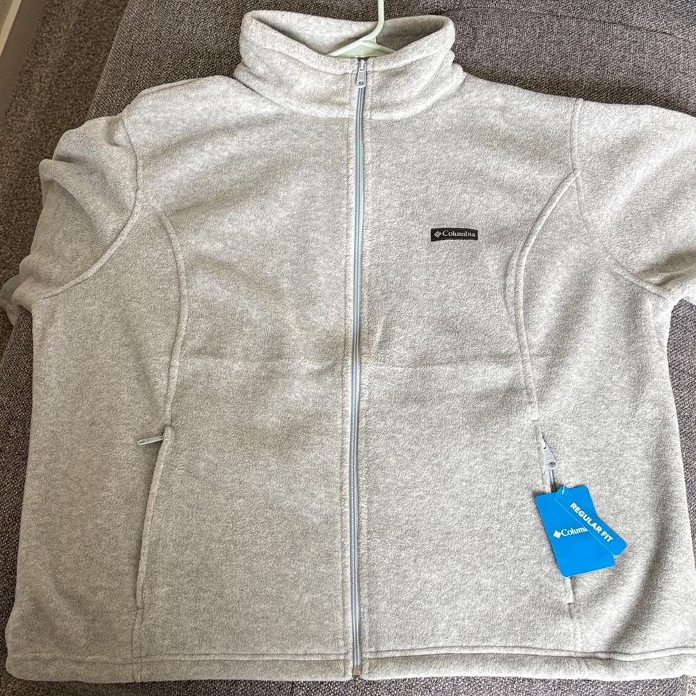 Columbia Light Heather Gray Full-Zip Fleece Jacket